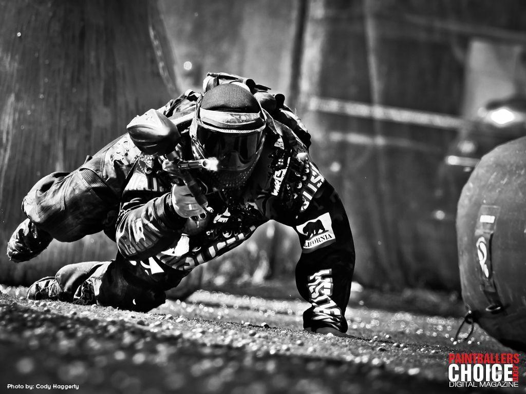 Action shot during a paintball match